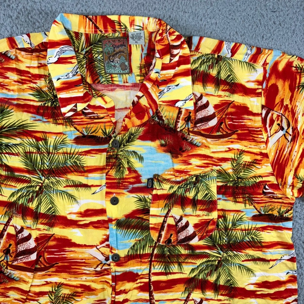 Pineapple Connection Hawaiian Shirt Men XL Tropical Rayon Vacation S/S Button Up